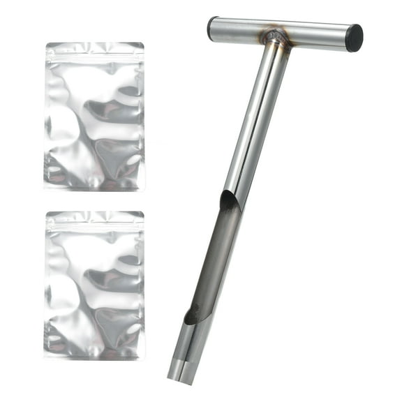 Sampler,Sample Soil Plant Care Handle Soil With 2pcs Inch Metal Probe Rod Care Lawn 13 Inch Sample Probe Test Soil Metal T-style Probe 13 Soil Probe 2pcs Reusable Rod With Sampler Farm Silver