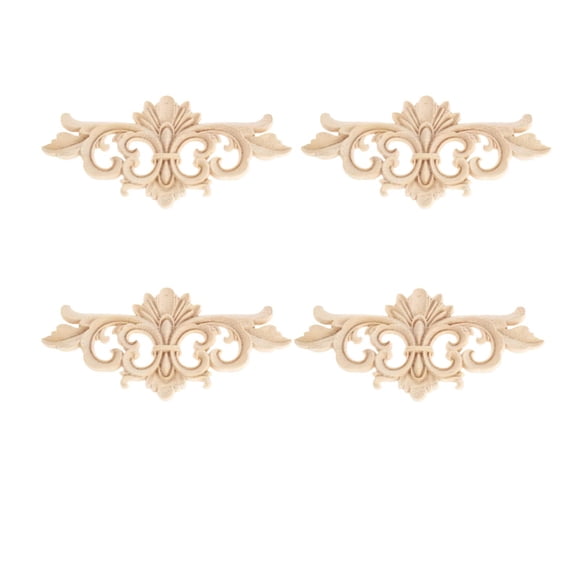 4 Pcs Appliques de Meubles Sculptés, 22x10cm/8.66"x3.94 Pouces, Cadre en Bois Décoratif pour Armoire Commode Lit Mur