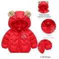 thumbnail image 5 of Toddler Winter Coat for Boys Puffer Jacket Kids Zip up Long Sleeve Thicken Windproof Jacket Outwear Warm Bear Hooded Outdoor Coats Winter Clothes for Baby Girl 2-3 Years, 5 of 5