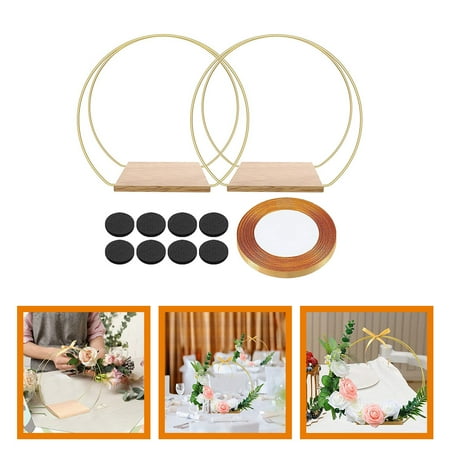 DINHEAROM 2 Sets Floral Hoop Centerpiece Iron Round Shape For Table Decor DINHEAROM 2 Sets Floral Hoop Centerpiece Iron Round Shape For Table Decor