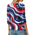 thumbnail image 4 of yunLCZ Womens Long Sleeve Shirts Memorial Day Women Loose And Casual Independence Day Print Round Neck Three Quarter Sleeve Stylish Blouse Spring Summer Outfits 3087, 4 of 4