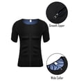 thumbnail image 4 of FUTATA Men's Sauna Shirt Sweat Workout Shirt Weight Loss Slimming Training Short Sleeve Sweat Body Shaper with Zipper Black, 4 of 6
