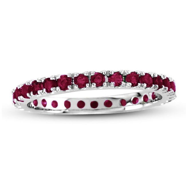 14K White Gold Ruby Eternity Band Ring