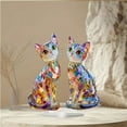thumbnail image 4 of Michellecmm Cat Desk Decorations Artistic Stained Cat Figurine Acrylic Flat Ornaments Table Centerpieces, 4 of 8