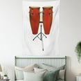 thumbnail image 4 of Drums Tapestry, Illustration of a Pair of Conga Drums on a Plain Background Cuba Culture Items, Wall Hanging for Bedroom Living Room Dorm Decor, 40W X 60L Inches, Ruby and White, by Ambesonne, 4 of 5