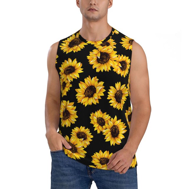 Balery Sunflower 6 Camisetas sin mangas para hombre, absorbe la humedad y protege contra el mal olor.-Medium