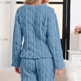 thumbnail image 3 of Women's Fuzzy Pajama Tops Long Sleeve Fleece Flannel Pj Winter Warm Thick Sleeping Pullover Embroidered Sleepwear,Blue - L, 3 of 3