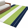 thumbnail image 2 of Navy Blue Green Stripe Washable Area Rugs 3'x5', Gradient Line Low Pile Throw Living Room Rug Non-Slip Sturdy Edge Binding Carpet for Indoor Entryway Bedside Kitchen, 2 of 9