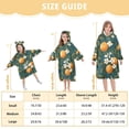 thumbnail image 4 of FORMRS Wearable Blanket Hoodie with Sleeves for Kids Cozy Flannel Sweatshirt, Green Floral Orange, 4 of 7
