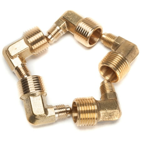 LTWFITTING Brass Flare 1/4 OD x 1/2 Male NPT 90 Degree Elbow Tube Fitting (Pack of 5)