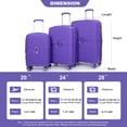 thumbnail image 3 of Expandable Hardshell Suitcase Set(20"24"28"), Luggage Sets 3 Piece with 360° Double Spinner Wheels,  Lightweight Durable Suitcase Set with  TSA Lock  for Travel, Jurney, Purple, 3 of 9