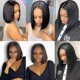 thumbnail image 2 of Peluca de estilo europeo y americano para mujer, peluca negra mediana y larga, peluca con ondas de división media, 2 of 5