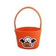 thumbnail image 2 of BSJJY Orange Halloween Candy Basket 7.9x5.5 Inch, Reversible Fabric Treat Bucket with Handle, Cute Print Prank or Treat Bag, 2 of 6