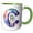 Green/White, variant on 3drose, Cute Astronaut Monogram Initial C, 15oz Mug
