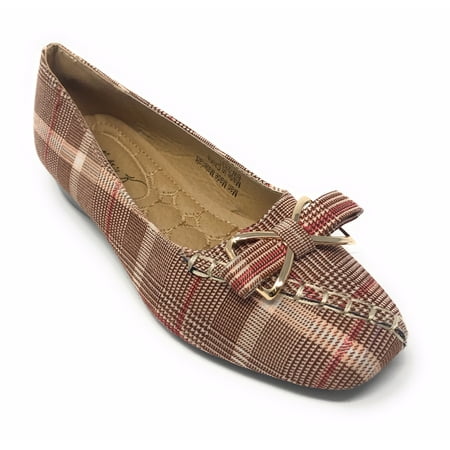 

Victoria K Women s Bow Plaid Wedge Shoes