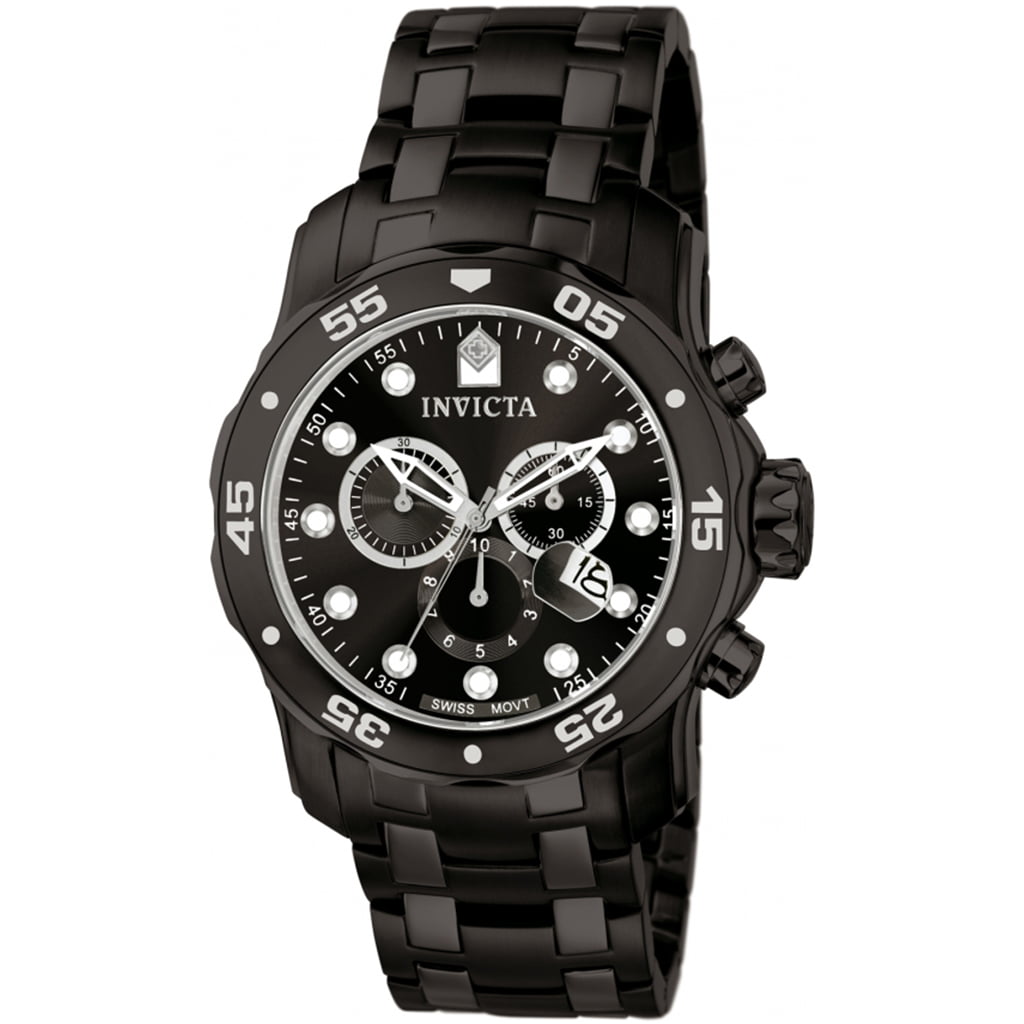 Invicta Men's 0076 Pro Diver Chronograph Black Ion-Plated Stainless Steel  Watch