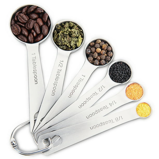 Stainless Steel Measuring Spoons set of 6 for Measuring Liquid and Dry