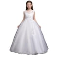 thumbnail image 2 of hengsof Girls Fashion Floral Print Solid Sleeveless Round Neck Mesh Dress Sweet Flower Girl Formal Gown for Wedding Party 5-16 Years, 2 of 8
