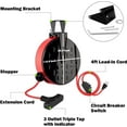 thumbnail image 5 of EP 30 Ft 16/3 Retractable Extension Cord Reel, 10 Amp Circuit Breaker, SJTW, Red Power Cord with 3 Electrical Outlets, 5 of 6