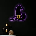 thumbnail image 4 of Northlight LED Witch Hat Neon Lighted Halloween Wall or Window Decoration - 15" - Purple, 4 of 9
