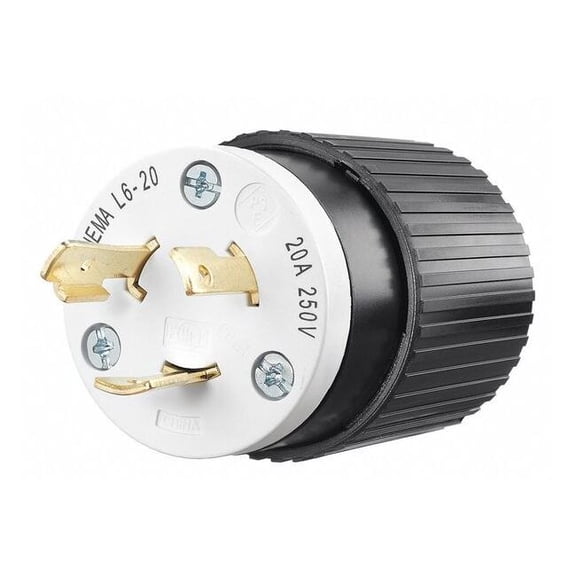 Bryant Locking Plug,Black/Wht,250VAC,2.0 HP,20A 70620NP