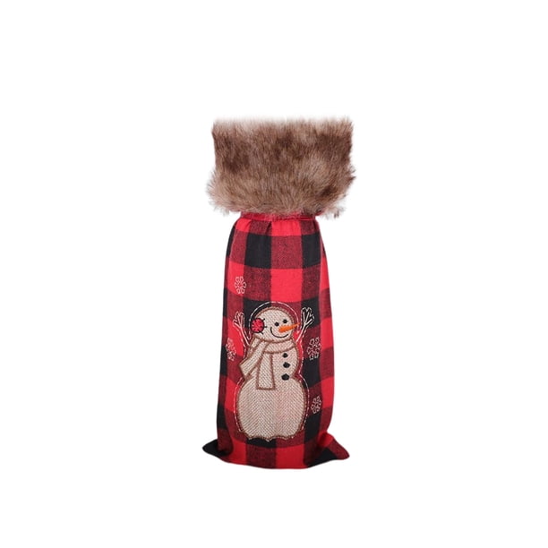 Kearding Botella de vino de Navidad cubierta antipolvo Festival vestido flexible tela práctica funda protectora fiesta restaurante vacaciones Kits de decoración para fiestas Muñeco de nieve Kearding HA069853-02
