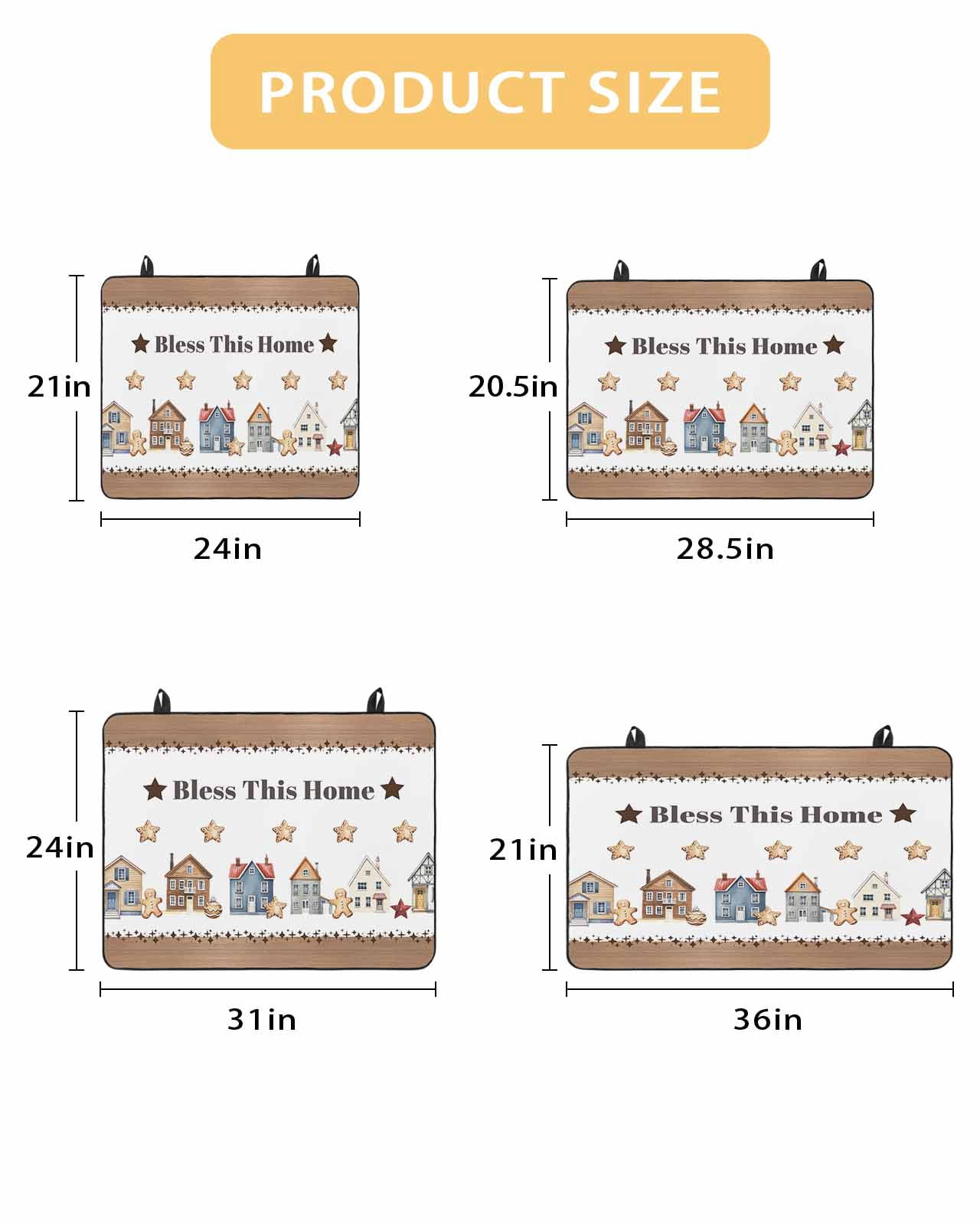 Large Induction Cooktop Protector Mat Vintage Gingerbread Stove Top Covers for Electric Stove, Stars House Retro Art Decorative Stove Burner Cover Mats, Glass Top Stove Cover