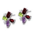 thumbnail image 4 of Auriga Fine Jewelry 14K White Gold Amethyst, Peridot, Garnet and Diamond Stud Earrings for Women, 4 of 5