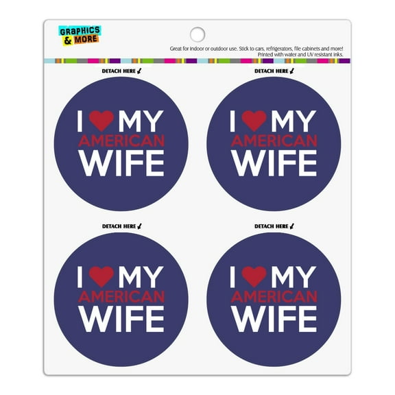 I Love My American Wife Refrigerator Fridge Locker Vinyl Circle Magnet Set