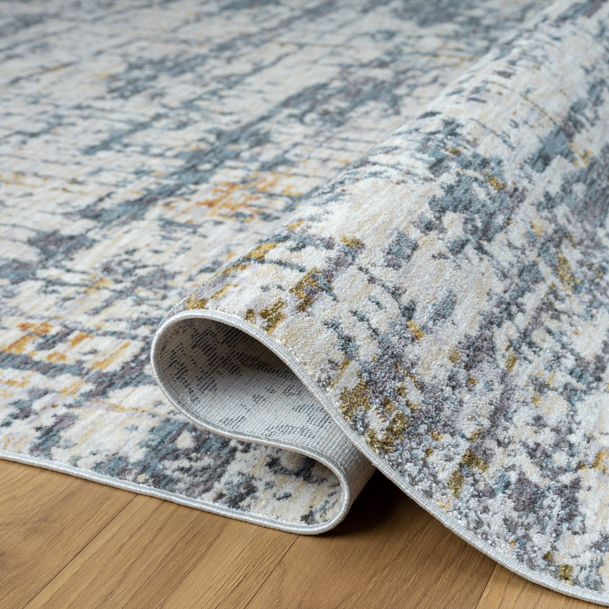LR Home Alison Ann Abstract Indoor Polyester Area Rug, Blue/Taupe, 2' x 3'