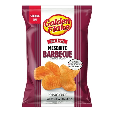 Golden Flake Mesquite Barbecue Dip Style Potato Chips, Gluten-Free, Sharing Size, 7.5 oz Bag