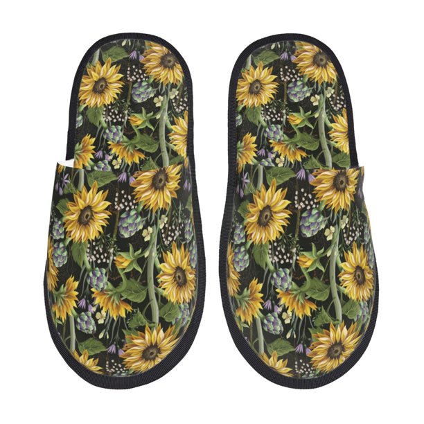Fotbe Sunflowers Pantuflas Peludas para Mujer con Estampado, Zapatillas de Peluche, Zapatos de Invierno para Casa, Uso Interior y Exterior-Medium