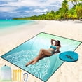 thumbnail image 1 of Manta de playa WIWIGO, impermeable y resistente a la arena, 200 x 225 cm, para 2 a 8 adultos, 1 of 6