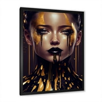 Designart Sensual Liquid Gold Woman VI Framed Wall Art