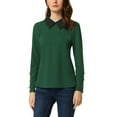 thumbnail image 1 of INSPIRE CHIC Blouse en Tricot à Manches Longues pour Femme à Col Peter Pan Contrastant Vert m, 1 of 5