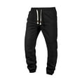 thumbnail image 2 of Zylanna Men's Casual Pants, Pockets Loose with Drawstring Elastic Waist Straight Leg Pants for Men Black, 2 of 9