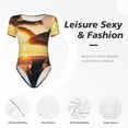 thumbnail image 4 of Fotbe Hawaiian Sunset Beach Body de Mujer con Cuello Redondo y Mangas Cortas, Sin Mangas Ajustado, Suave, Cómodo y Básico-Small, 4 of 7