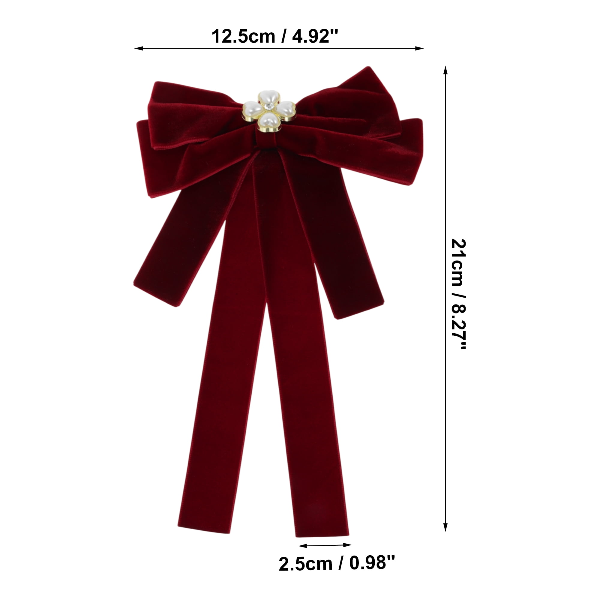 Unique Bargains Bowknot Ribbon Bow Brooch Neck Tie Light Red