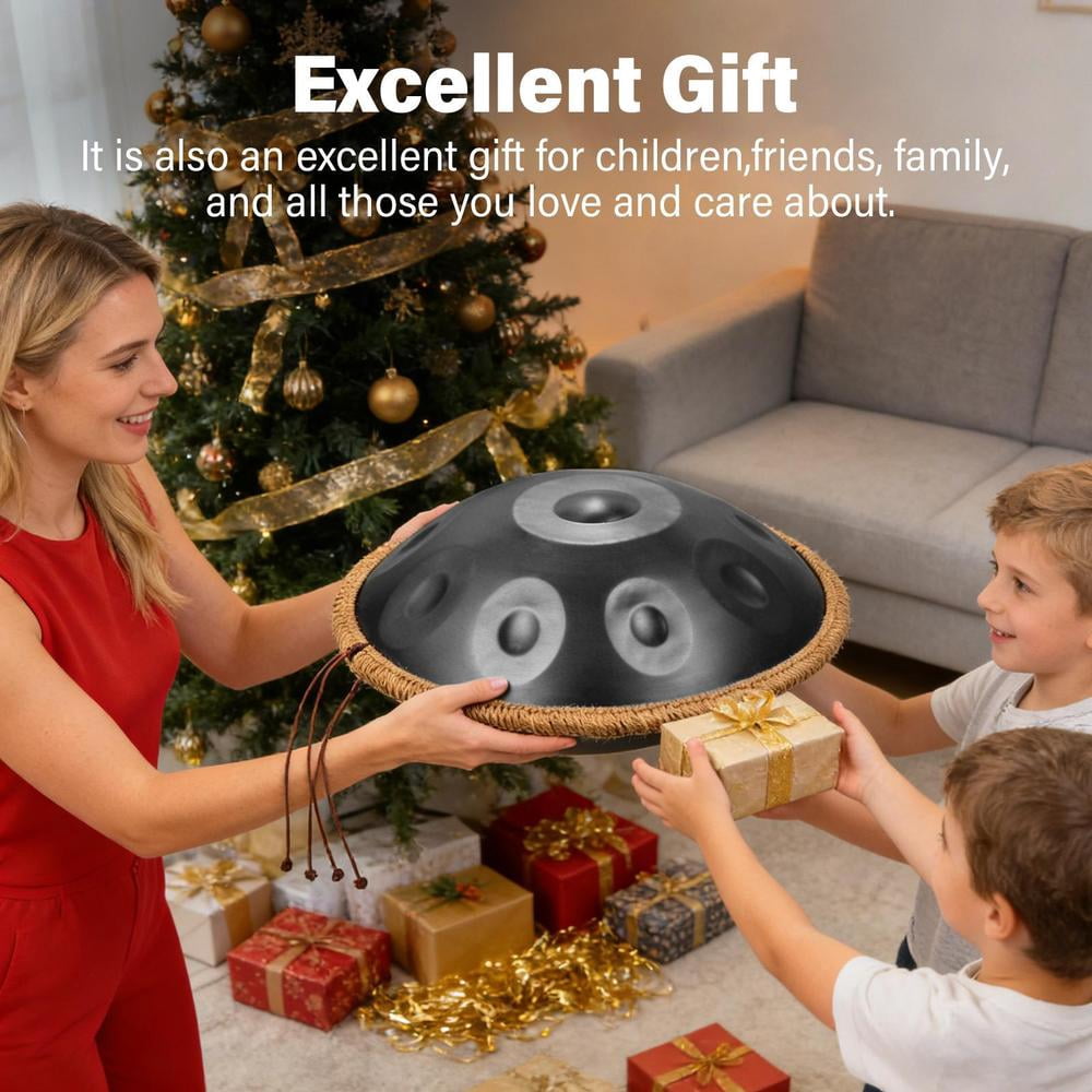 Hand Pan Drum, G Minor 9 Notes 18 Inches Meditation Drum, Musical Instruments, Portable Handpan Set for Children, Boys, Girls, Adults