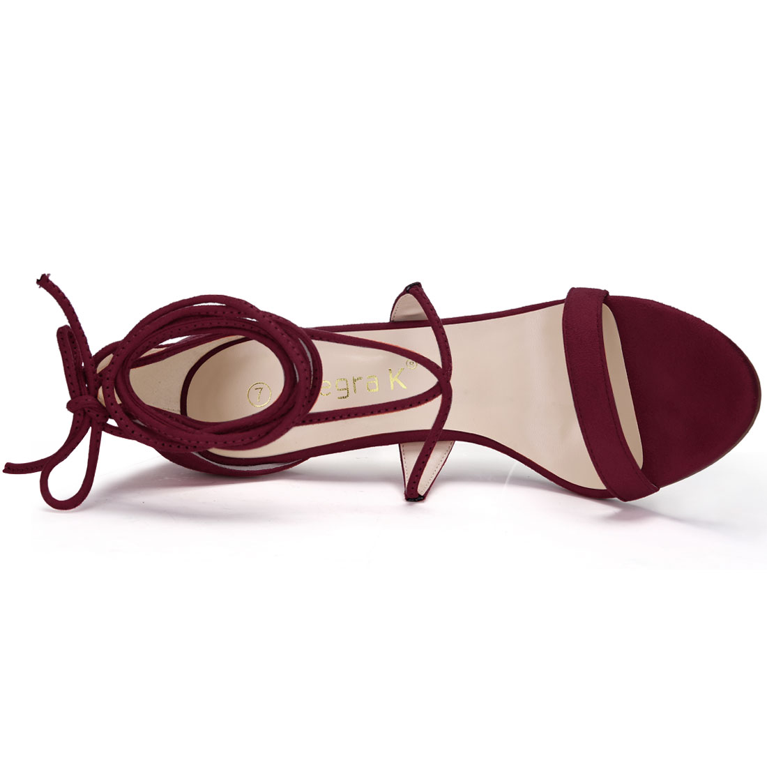 DARING DIVA Women Open Toe Stiletto High Heel Lace-Up Black Sandals 9 Burgundy