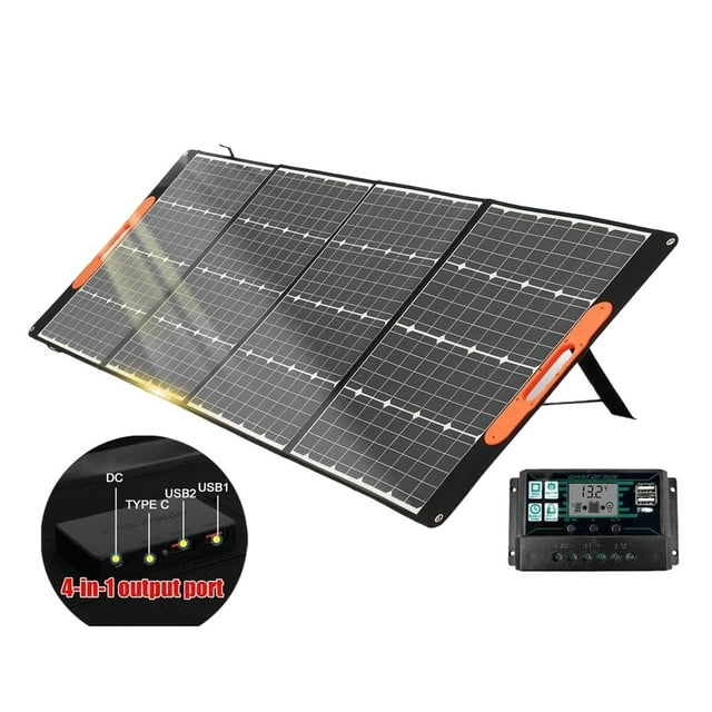 1000W Foldable Solar Panel Dual USB Protable Outdoor Folding Solar Cells Solar Power Battery Charger for Phone RV Car Camping ,Easy to Install