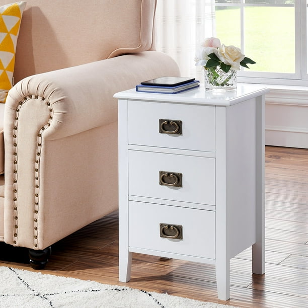 VECELO Nightstands with 3Drawer, End Side Table for Bedroom/Living