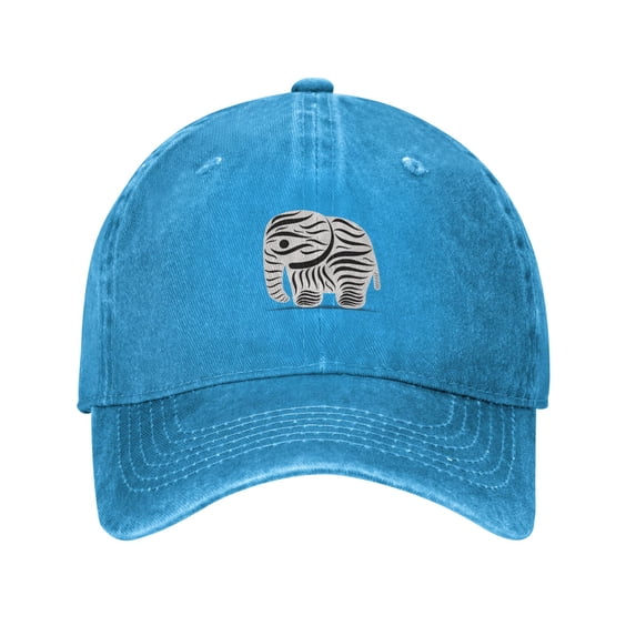 ZICANCN Elephant Zebra Adjustable Baseball Cap Women, Hats for Men Adult Washed Cotton Denim Baseball Caps Fashion Blue