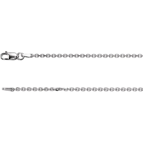 Sterling Silver 1.75mm Necklace - 3.4 Grams - 20 Inch Sparkle-Cut Cable Chain With Lobster