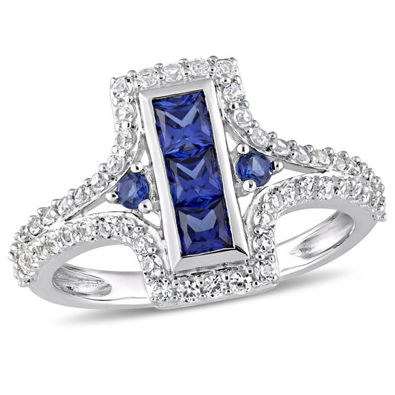 Everly Women's Created Sapphire Sterling Silver Engagement Ring