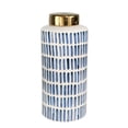 thumbnail image 1 of Sagebrook Home Ceramic 13" Jar With Gold Lid,Blue, 1 of 2