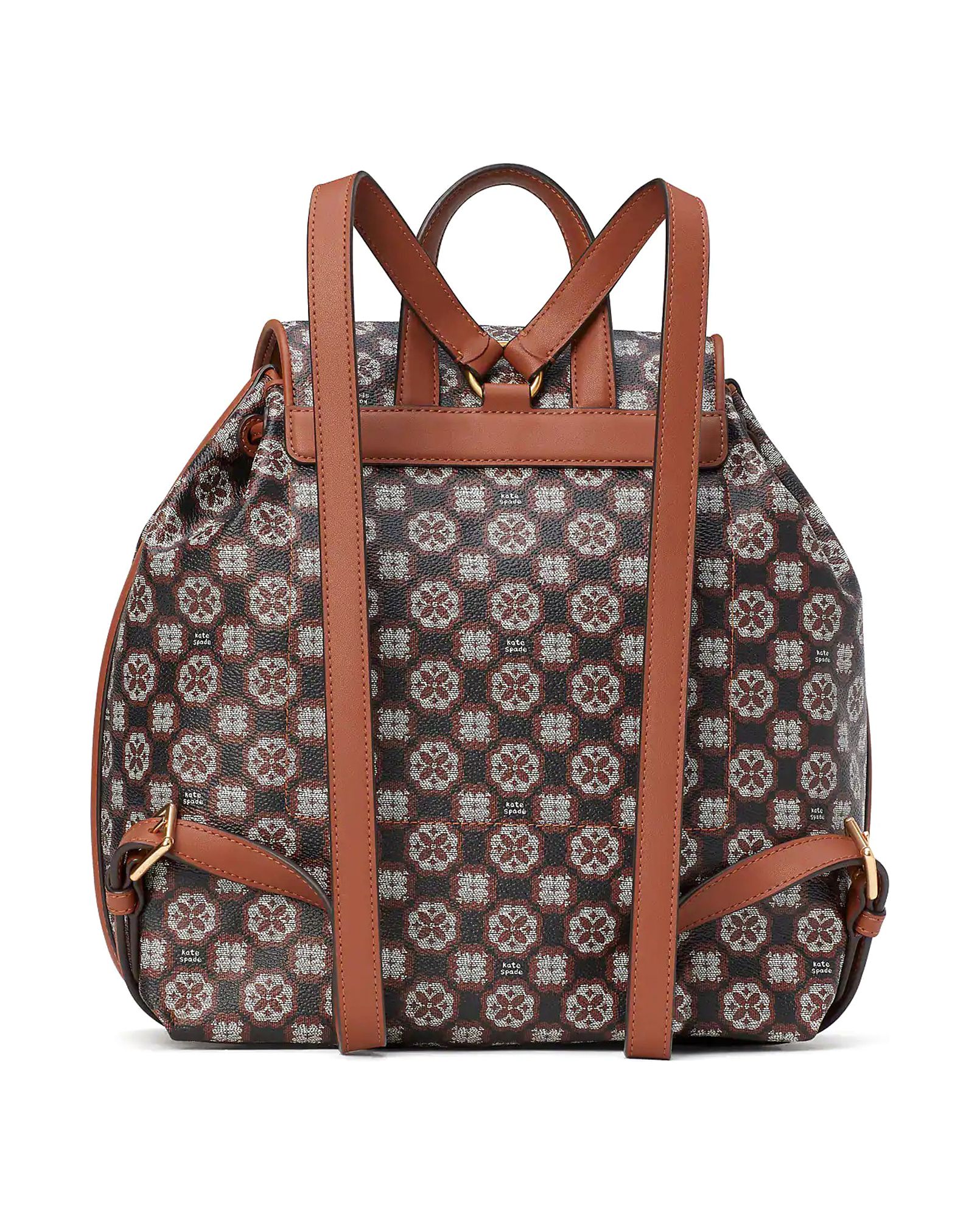 Kate Spade Spade Flower Monogram Medium Mia Flap Backpack In Natural Brown Kate Spade Flower Monogram Mia Flap Backpack Black Multi  main image 3