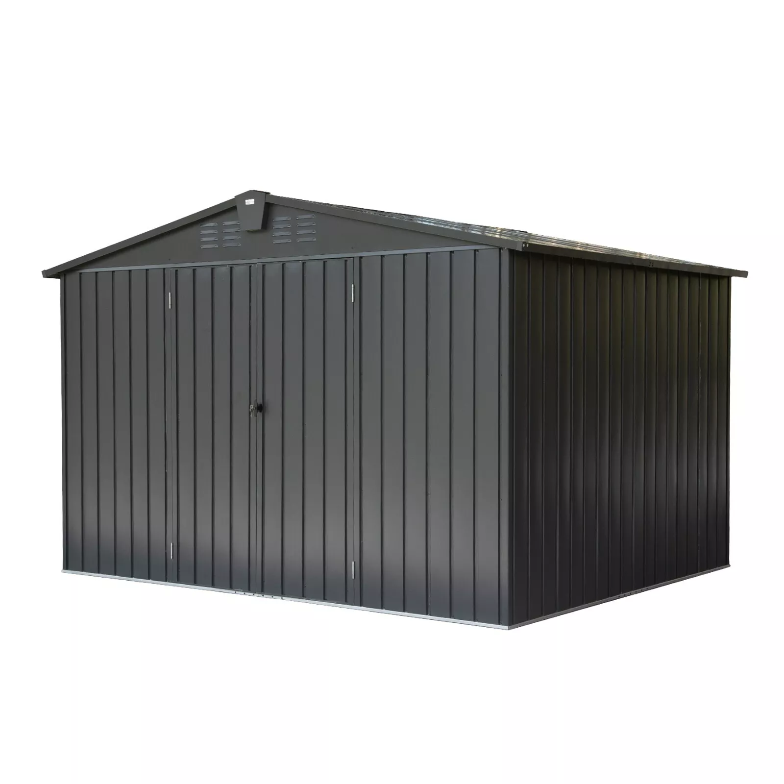 Domi Outdoor 10x 8FT Storage Shed with Lockable Door , Metal Garden Shed for Backyard, Patio, Lawn for Bike, Trash Can, Tools, Lawn Mowers, Pool Toys(Gray)