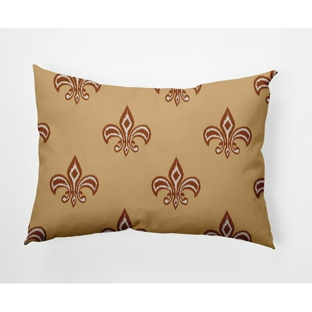 Simply Daisy 14 x 20 Fleur de Lis Indoor/Outdoor Polyester Throw Pillow Pale Gold