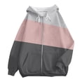 thumbnail image 5 of BODOAO Women's Full Zip Up Hoodie Fall Jacket Oversized Sweatshirt Zipper Long Sleeve Tops Color Block Long Sleeve Hooded Sweatshirts with Pockets Jacket Coat for Women Pink 3XL, 5 of 5